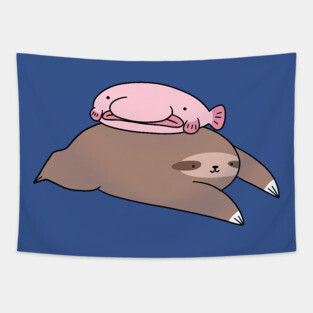 Blobfish and Sloth Tapestry