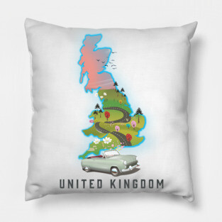 Travel map of the United Kingdom Pillow