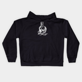 Memento Mori - Skull and Hourglass White on Black Kids Hoodie