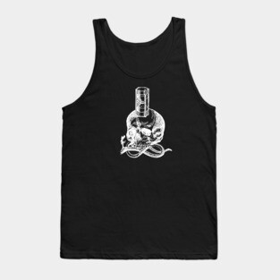 Memento Mori - Skull and Hourglass White on Black Tank Top