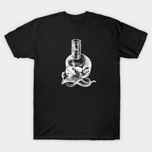 Memento Mori - Skull and Hourglass White on Black T-Shirt