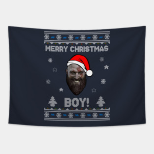 God Of War Kratos Merry Christmas Boy Tapestry