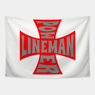 Power Lineman Maltese Cross Tapestry