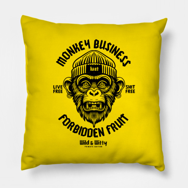 MONKEY BUSINESS Pillow by artslaves