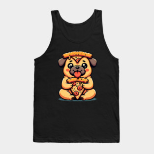 Pug Dog Eating Pizza Tank Top