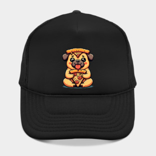 Pug Dog Eating Pizza Hat