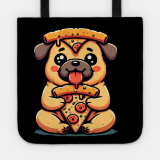 Pug Dog Eating Pizza Tote
