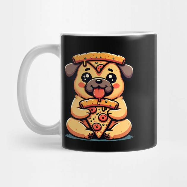 Pug Dog Eating Pizza by logiamerch