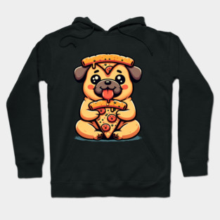 Pug Dog Eating Pizza Hoodie