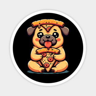 Pug Dog Eating Pizza Magnet