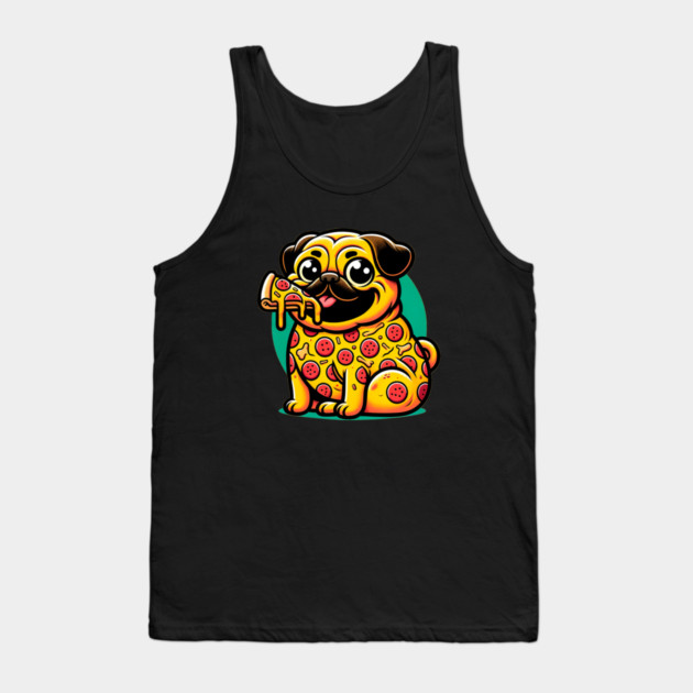 Pizza Pug Dog Eating Pizza Tank Top by logiamerch
