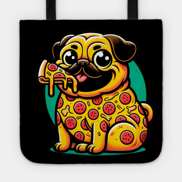 Pizza Pug Dog Eating Pizza Tote by logiamerch