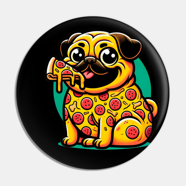 Pizza Pug Dog Eating Pizza Pin by logiamerch