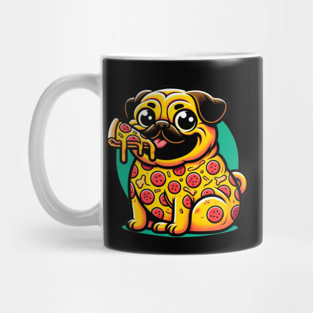 Pizza Pug Dog Eating Pizza by logiamerch