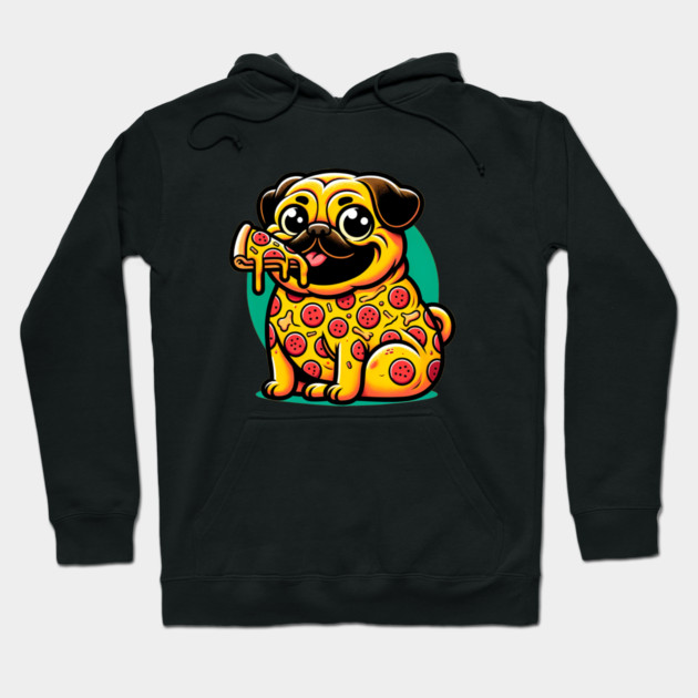Pizza Pug Dog Eating Pizza Hoodie by logiamerch