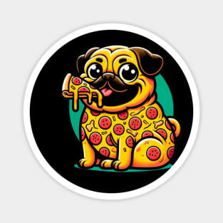 Pizza Pug Dog Eating Pizza Magnet