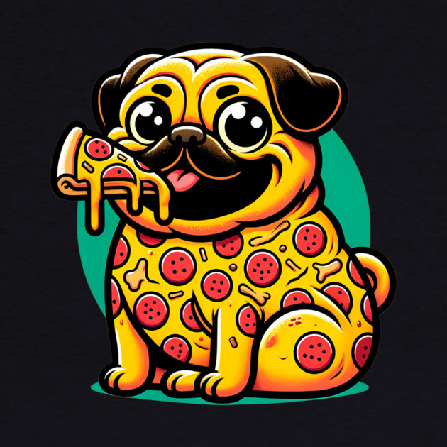 Pizza Pug Dog Eating Pizza by logiamerch