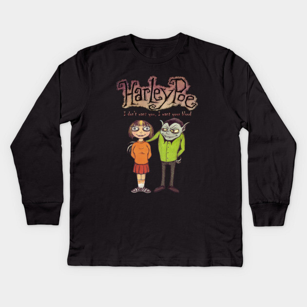 Harley Poe - A Vampire's Night Out Kids Long Sleeve T-Shirt by Pete the Cat Guy
