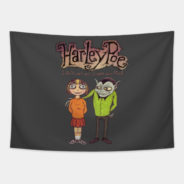 Harley Poe - A Vampire's Night Out Tapestry by Pete the Cat Guy