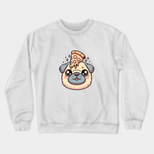 Pug Dog Eating Pizza Crewneck Sweatshirt