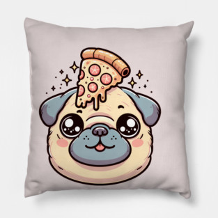 Pug Dog Eating Pizza Pillow
