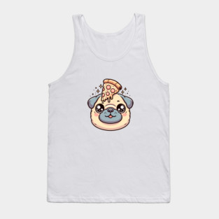 Pug Dog Eating Pizza Tank Top