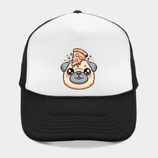 Pug Dog Eating Pizza Hat