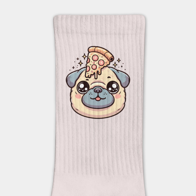 Pug Dog Eating Pizza by logiamerch