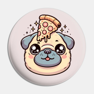 Pug Dog Eating Pizza Pin