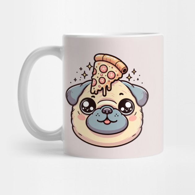 Pug Dog Eating Pizza by logiamerch