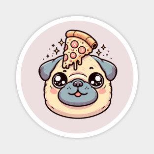 Pug Dog Eating Pizza Magnet