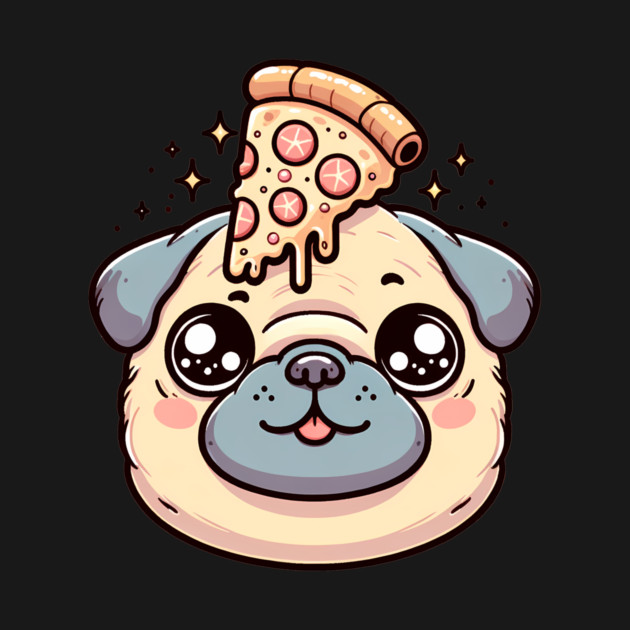 Pug Dog Eating Pizza by logiamerch