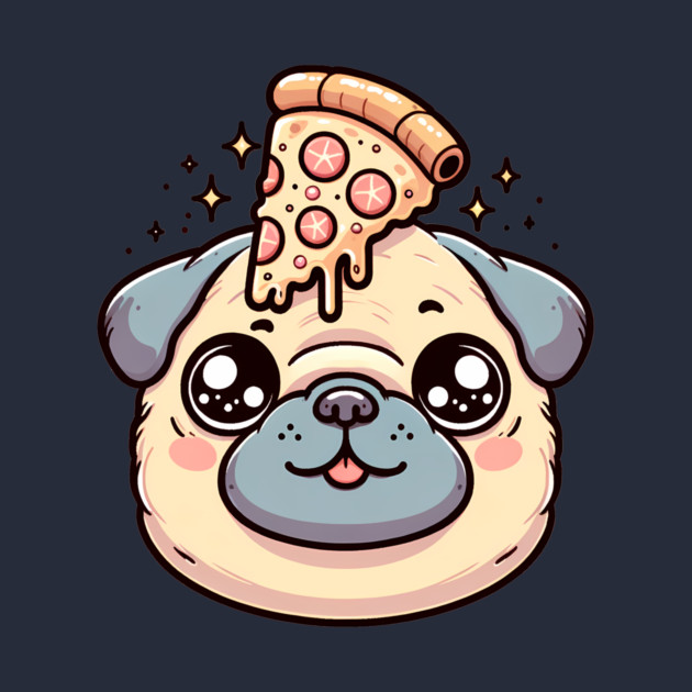 Pug Dog Eating Pizza by logiamerch