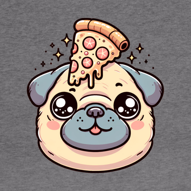 Pug Dog Eating Pizza by logiamerch