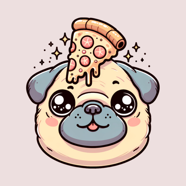 Pug Dog Eating Pizza by logiamerch