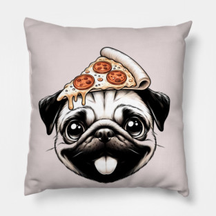 Pug Dog Eating Pizza Pillow