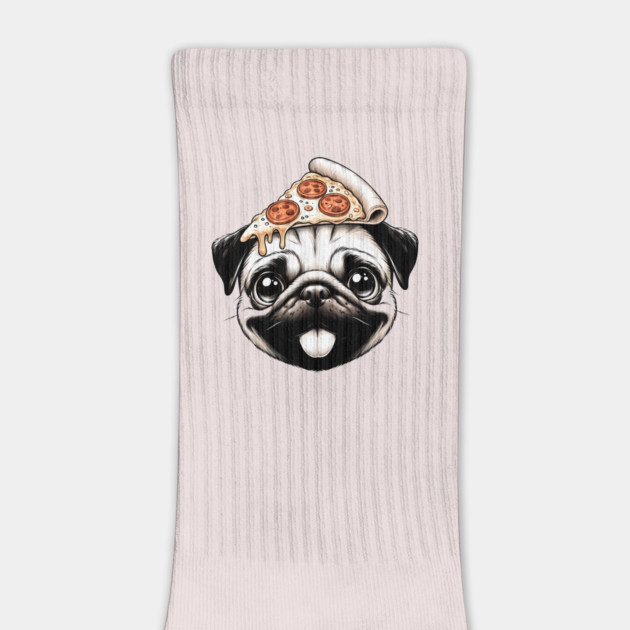 Pug Dog Eating Pizza by logiamerch