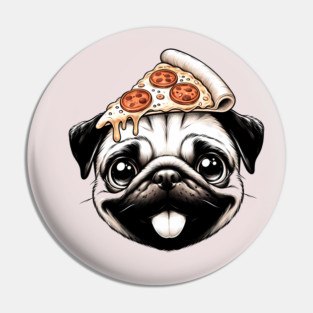 Pug Dog Eating Pizza Pin