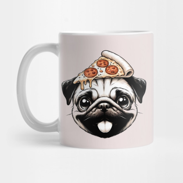 Pug Dog Eating Pizza by logiamerch