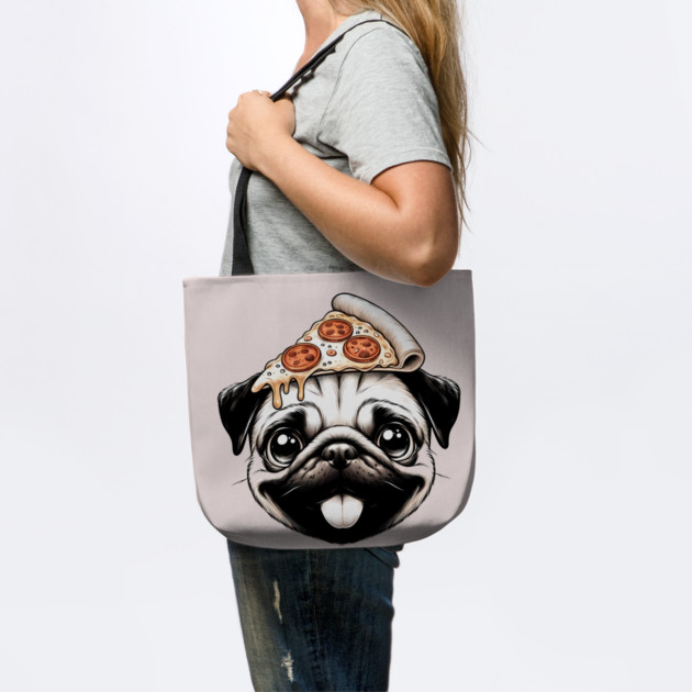 Pug Dog Eating Pizza by logiamerch