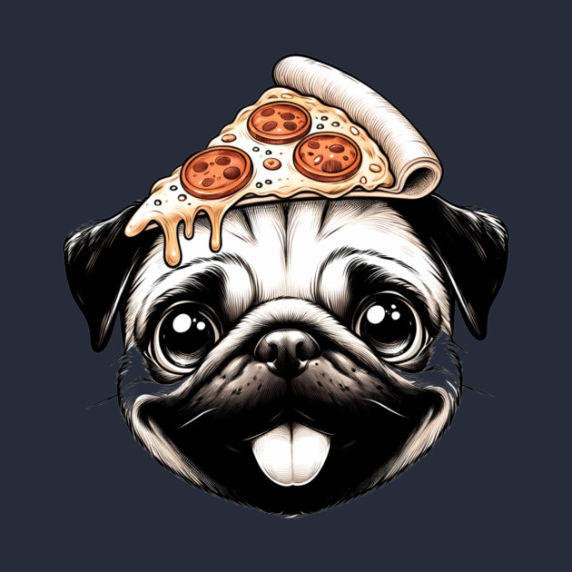 Pug Dog Eating Pizza by logiamerch
