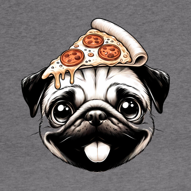 Pug Dog Eating Pizza by logiamerch