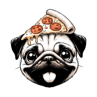 Pug Dog Eating Pizza T-Shirt