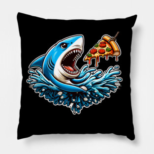 Funny Shark with Pizza, Pizza Lover Pillow