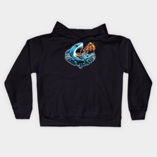 Funny Shark with Pizza, Pizza Lover Kids Hoodie