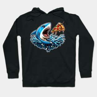 Funny Shark with Pizza, Pizza Lover Hoodie