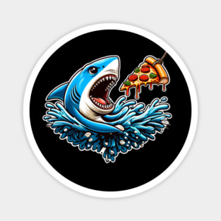 Funny Shark with Pizza, Pizza Lover Magnet