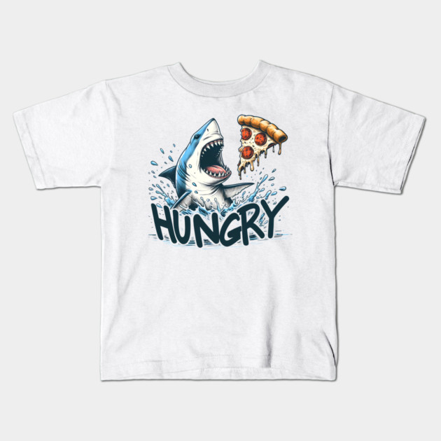 Funny Shark with Pizza, Pizza Lover Kids T-Shirt by logiamerch
