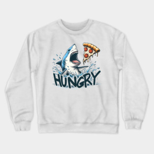 Funny Shark with Pizza, Pizza Lover Crewneck Sweatshirt