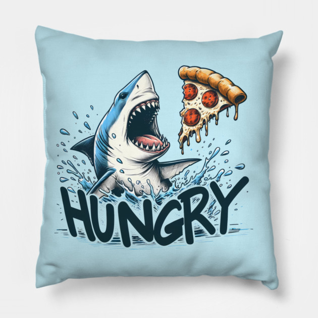 Funny Shark with Pizza, Pizza Lover Pillow by logiamerch